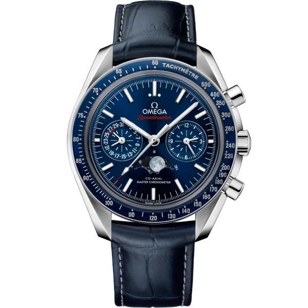 Omega Speedmaster Moonphase Blue Dial 44.25mm Stainless Steel Strap 304.33.44.52.03.001