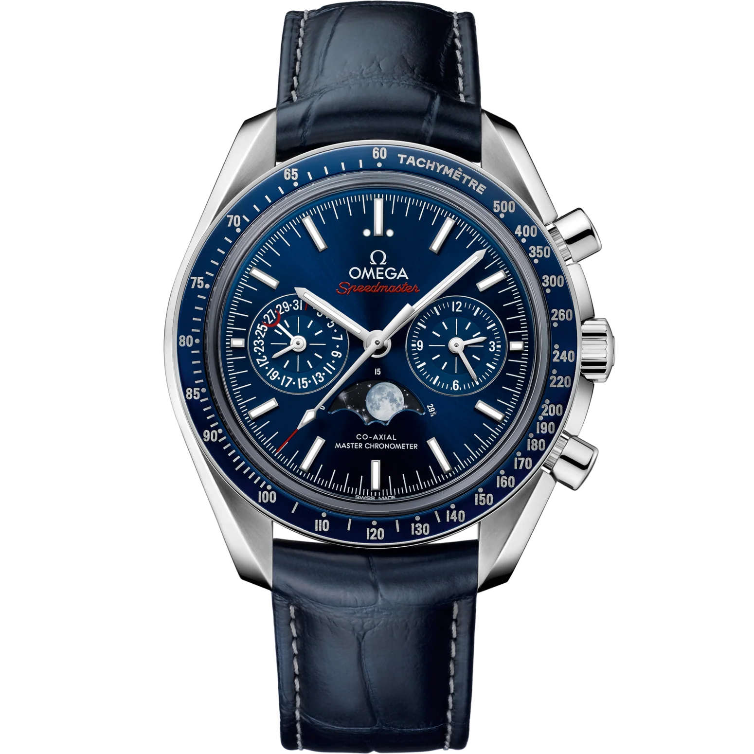 Omega Speedmaster Moonphase Blue Dial 44.25mm Stainless Steel Strap 304.33.44.52.03.001