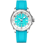 ??Free Shipping????Free Shipping??BREITLINGSuperocean 36mm Turquoise Dial Ladies Automatic Strap Watch