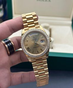 Alternative view of Rolex Day-Date 40mm Champagne Dial and Diamond Bezel Yellow Gold President Bracelet  228348RBR-0003