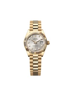 Alternative view of Rolex Lady-Datejust 28mm Silver Diamond Dial