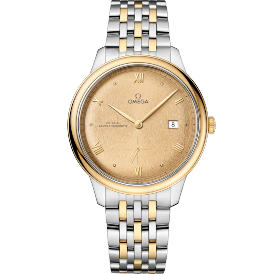 Omega De Ville Prestige 41 mm Yellow Dial Stainless Steel and 18k Yellow Gold Bracelet 434.20.41.20.08.001
