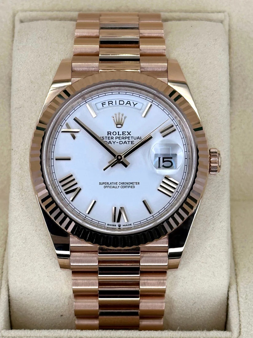 Rolex Day-Date "President" 40mm Everose Gold White Roman Dial - 228235 - Image 2