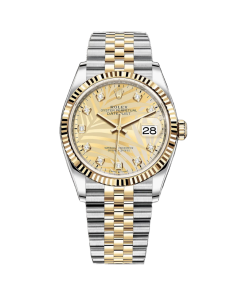 Rolex  Datejust 36mm 126233 Champagne Palm Motif Diamond Dial and Jubilee Bracelet Watch