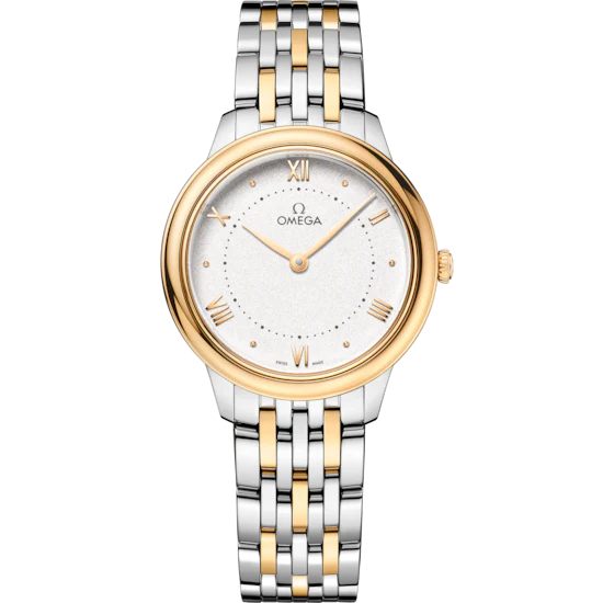 Omega De Ville Prestige 30 mm Silver Dial Stainless Steel and 18k Yellow Gold Bracelet 434.20.30.60.02.002