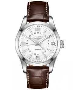 Longines Men's L27994763 Conquest Automatic Brown Leather Watch