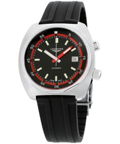 Longines Men's L2.795.4.52.9 Heritage Black Silicone Watch