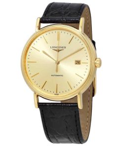 Longines Men's L49212322 Presence Black Leather Watch