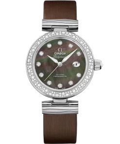 Omega De Ville Ladymatic 34mm Black Dial with Diamonds Stainless Steel Strap 425.37.34.20.57.004