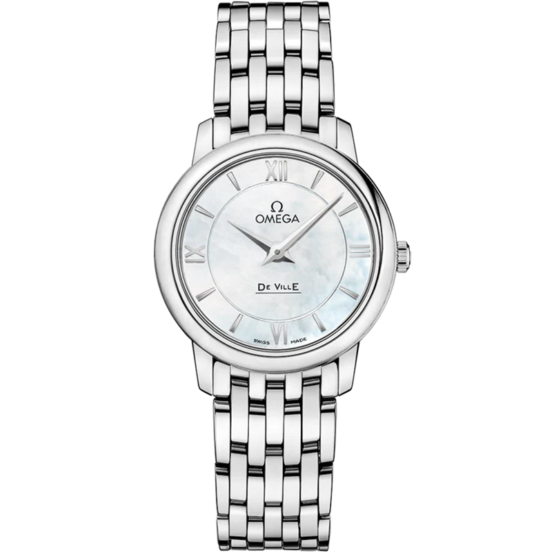 Omega De Ville Prestige 27.4 mm White Dial Stainless Steel Bracelet 424.10.27.60.05.001