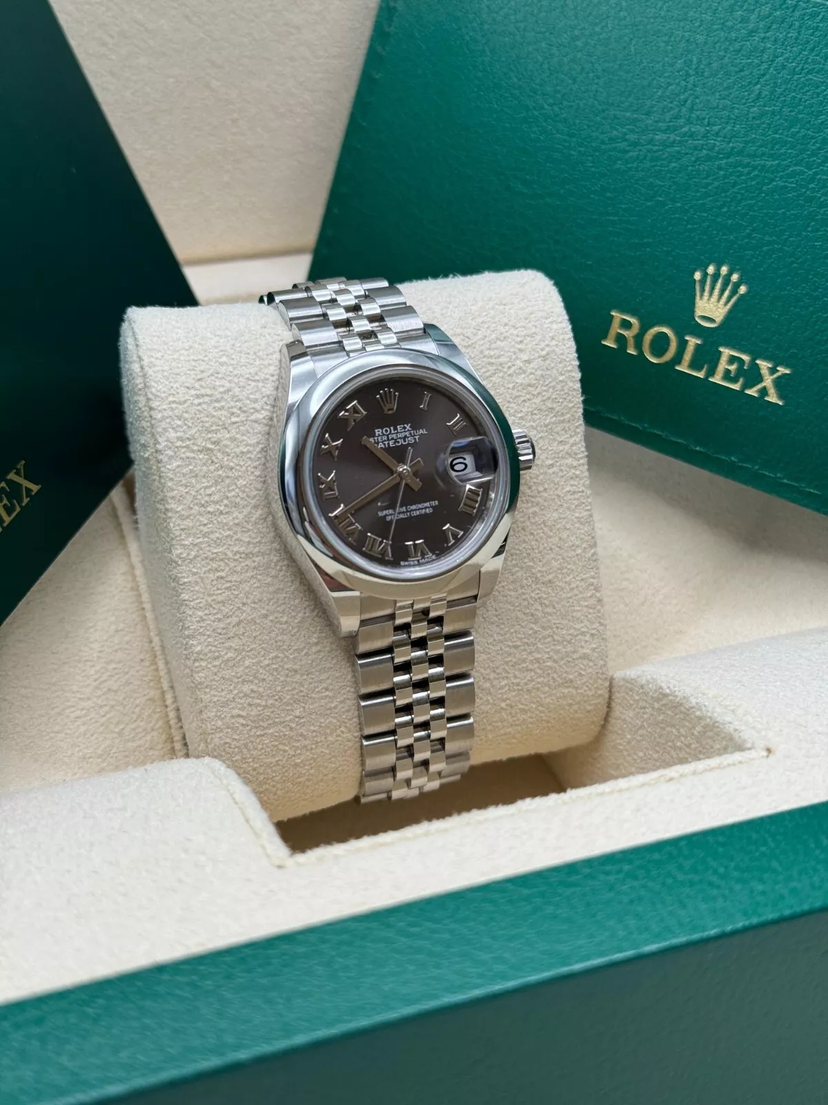 Rolex Lady-Datejust 28mm m279160 Oyster Perpetual Dark Grey Dial Oyster Bracelet - Image 4