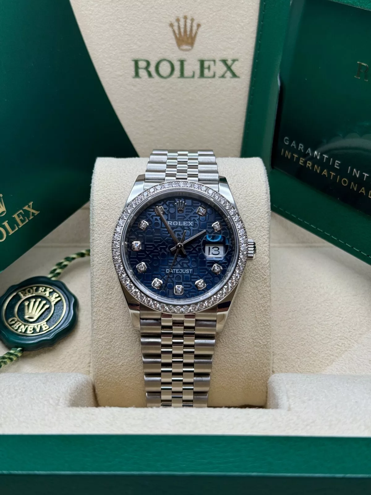Rolex Datejust 36mm 126284 Blue Jubilee Diamond Dial & Diamond Bezel, Stainless Steel Oyster Bracelet Watch - Image 3