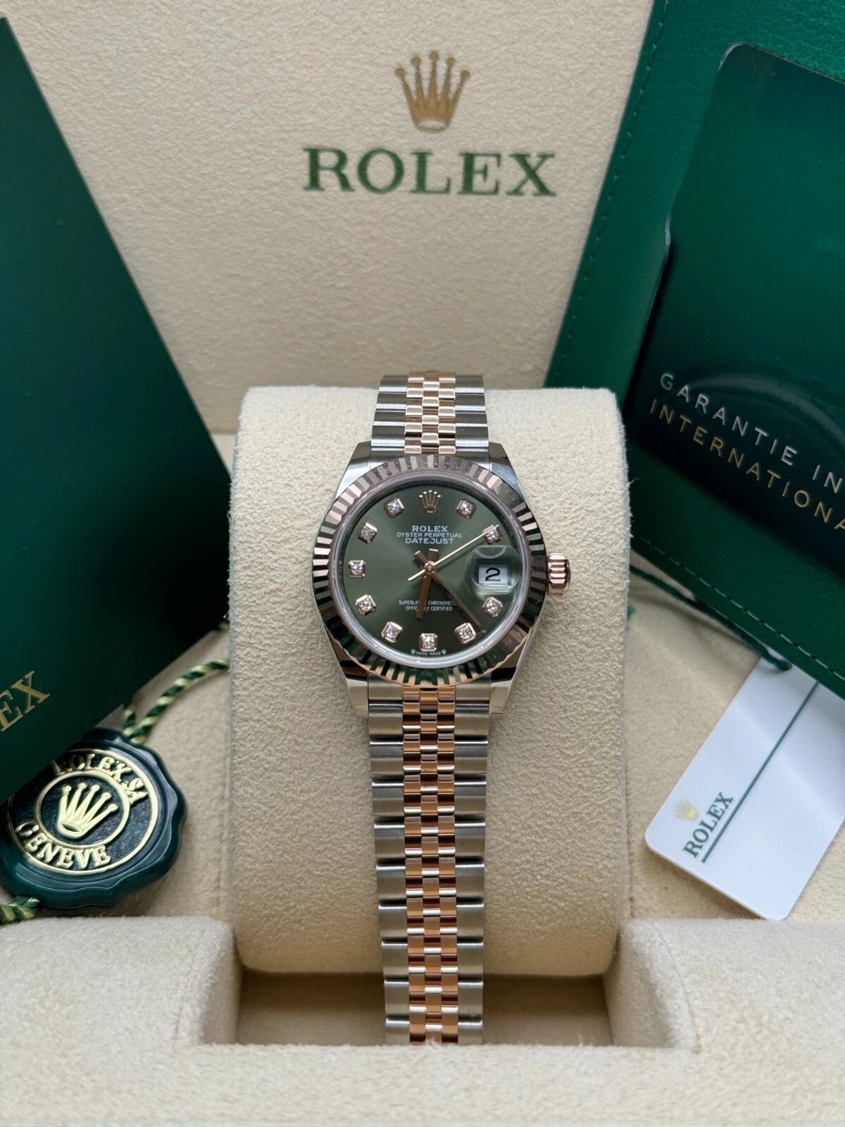 Rolex Lady-Datejust 28mm 279171 Green Diamond Oyster Stainless Steel and Rose Gold - Image 3