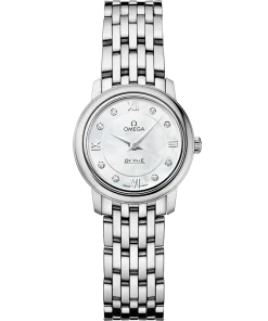Omega De Ville Prestige 24.4 mm White Dial with Diamonds Stainless Steel Bracelet 424.10.24.60.55.001