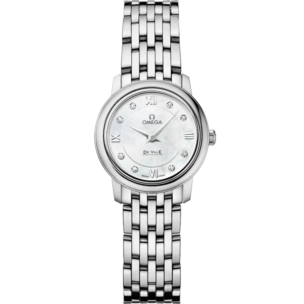 Omega De Ville Prestige 24.4 mm White Dial with Diamonds Stainless Steel Bracelet 424.10.24.60.55.001