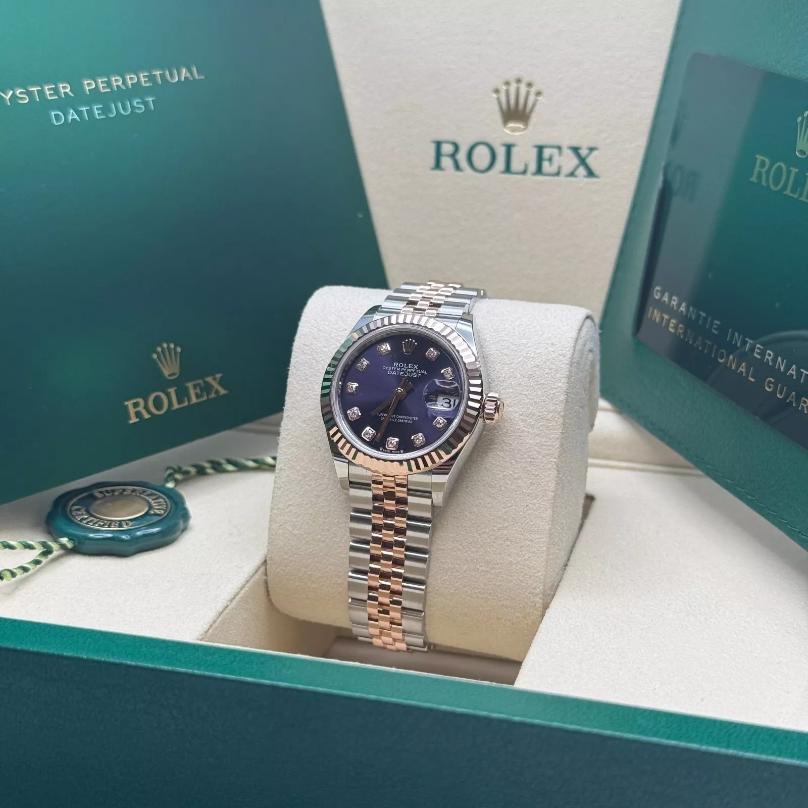 Rolex Lady-Datejust 28mm 279171 Aubergine Diamond Oyster Stainless Steel and Rose Gold - Image 5