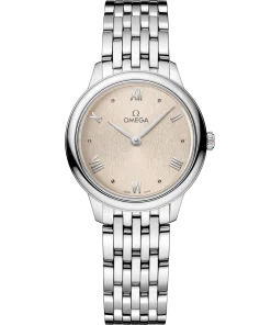 Omega De Ville Prestige 27.5 mm Linen Dial Stainless Steel Bracelet 434.10.28.60.09.001