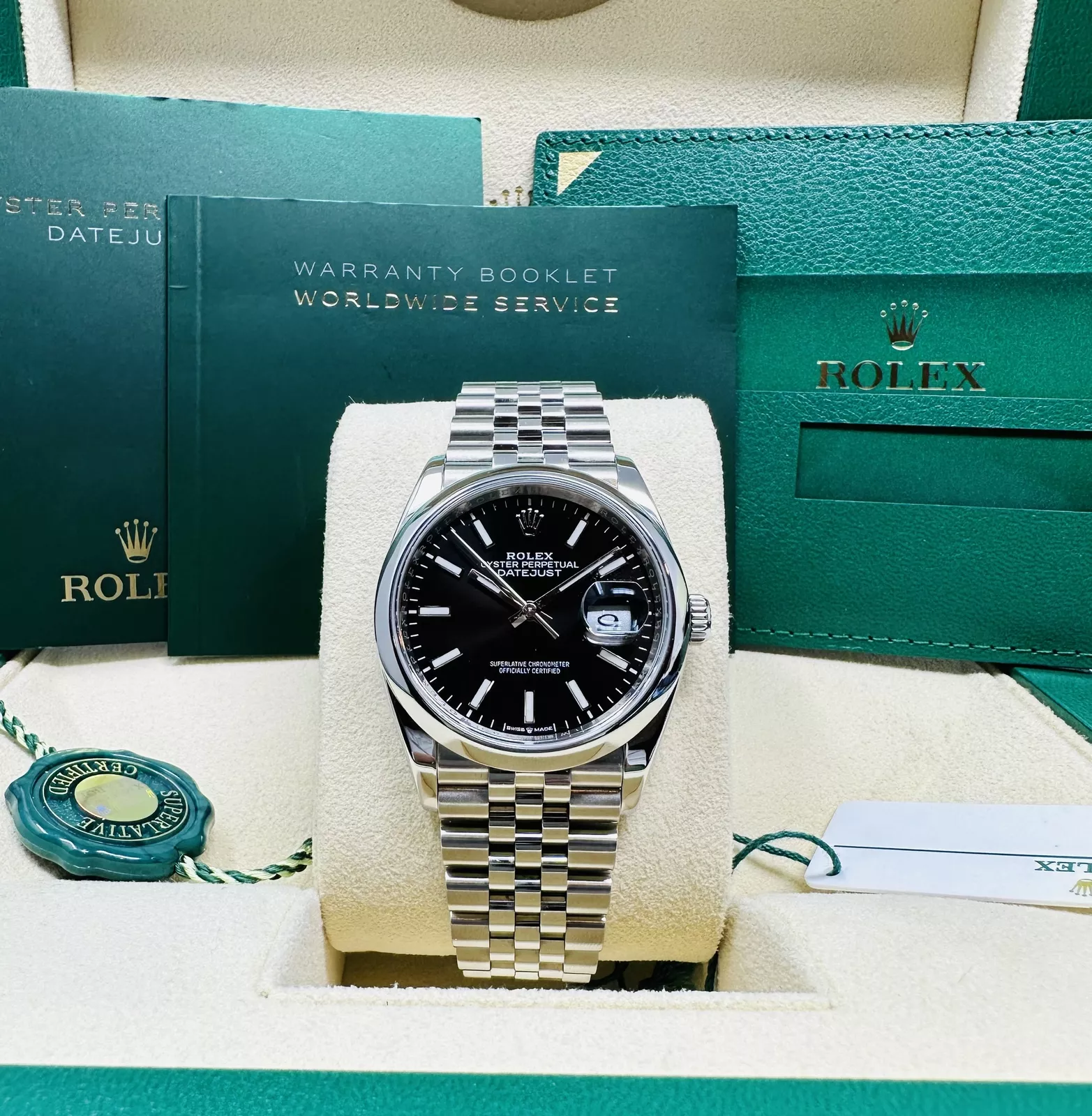 Rolex Datejust 36mm 126200 Stainless Steel Black Dial Jubilee Watch - Image 3