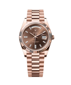 Rolex  Day-Date "President" 40mm Everose Gold Chocolate Diamond Baguette Dial - 228235