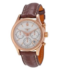 Longines Men's L27428762 Heritage 18kt Rose Gold Chronograph Automatic Brown Leather Watch