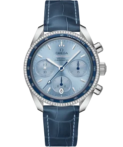 Omega Speedmaster 38 Blue Dial 38mm with Diamonds Stainless Steel Strap 324.38.38.50.03.001