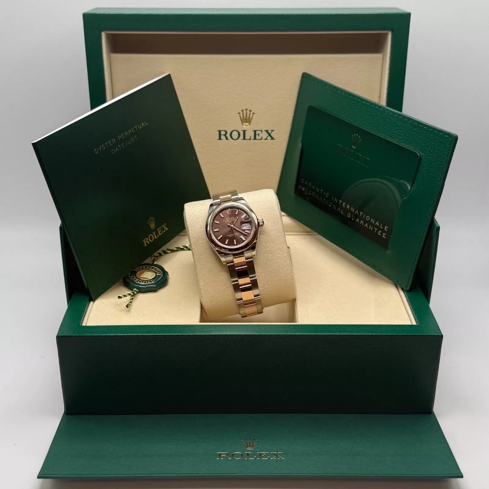 Rolex Lady-Datejust 28mm 279161 Chocolate Stick Dial, Two Tone Stainless Steel & 18K Rose Gold Oyster Bracelet Women's Watch - Image 10