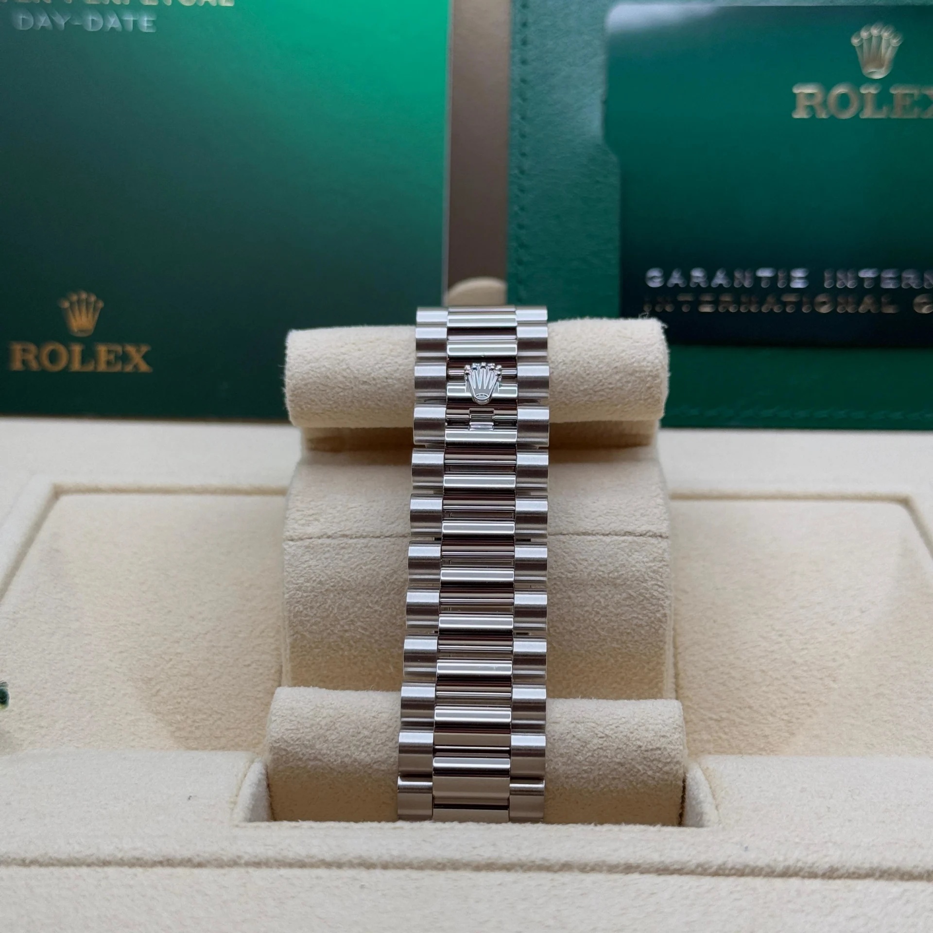 Rolex Day-Date "President" 40mm Platinum Green Olive Roman Dial - 228236 - Image 6