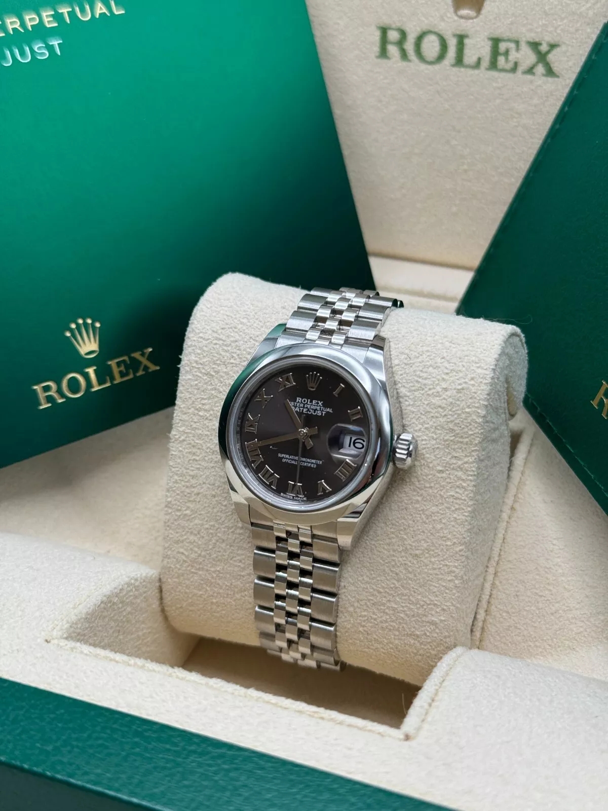 Rolex Lady-Datejust 28mm m279160 Oyster Perpetual Dark Grey Dial Oyster Bracelet - Image 5