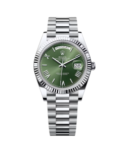 Rolex  Day-Date "President" 40mm Platinum Green Olive Roman Dial - 228236