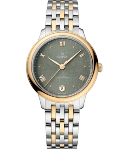 Omega De Ville Prestige 34 mm Green Dial Stainless Steel and 18k Yellow Gold Bracelet 434.20.34.20.10.001