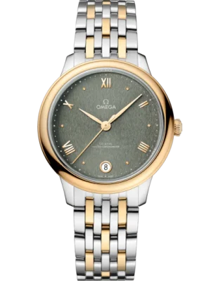 Omega De Ville Prestige 34 mm Green Dial Stainless Steel and 18k Yellow Gold Bracelet 434.20.34.20.10.001