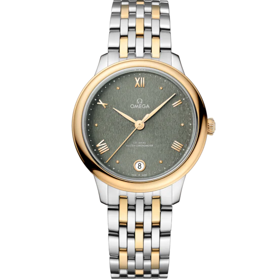 Omega De Ville Prestige 34 mm Green Dial Stainless Steel and 18k Yellow Gold Bracelet 434.20.34.20.10.001