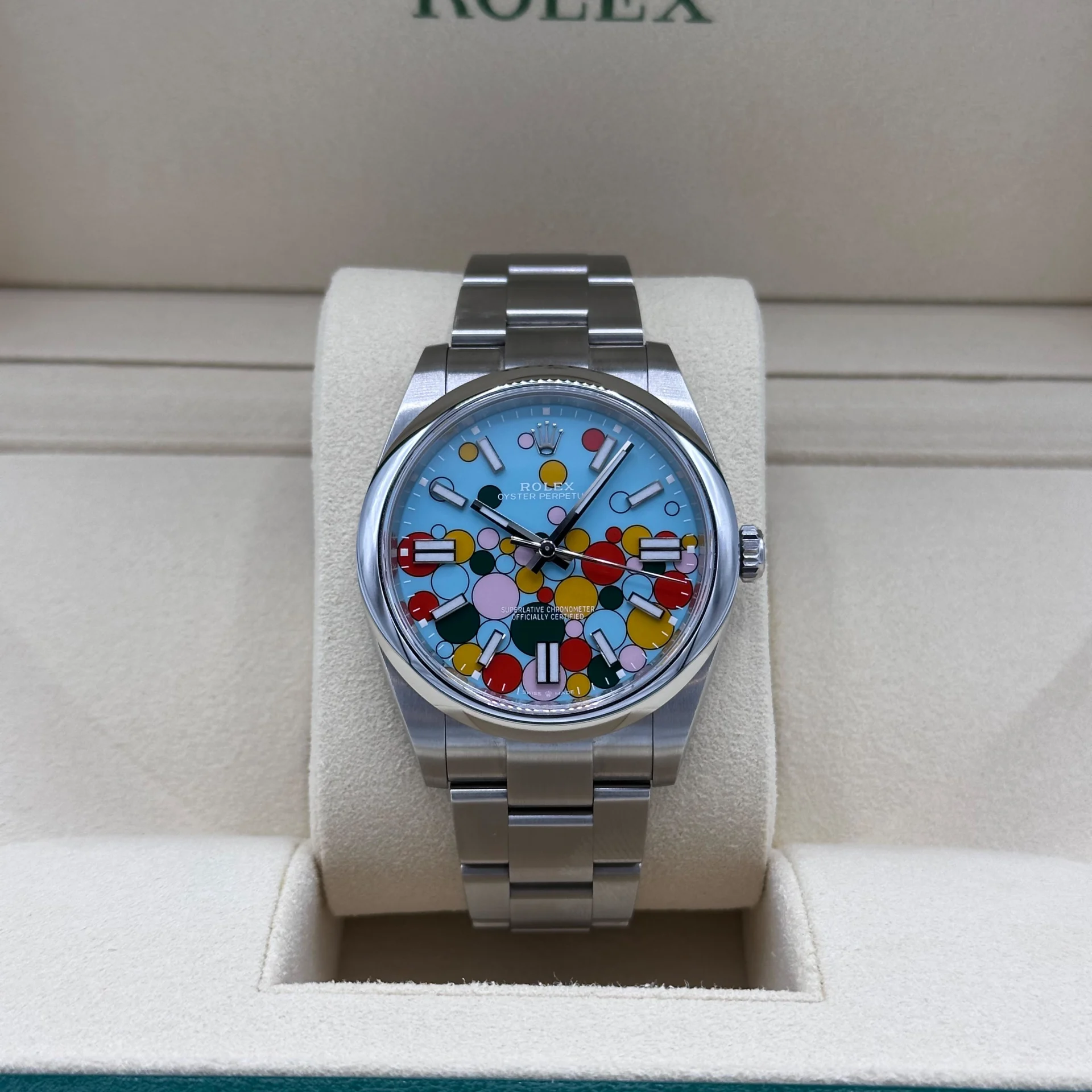 Rolex 124300-0008 Oyster Perpetual 41mm Turquoise blue Celebration Dial - Image 4