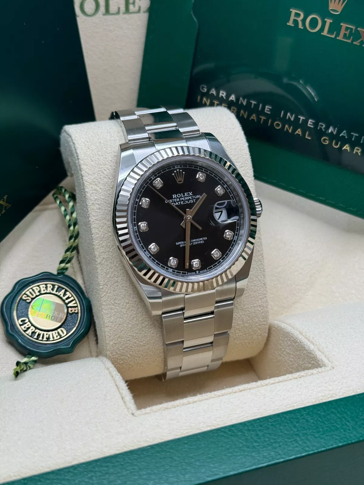 Rolex Datejust 41mm 126334 Black Diamond Oyster Stainless Steel Mens Watch - Image 4