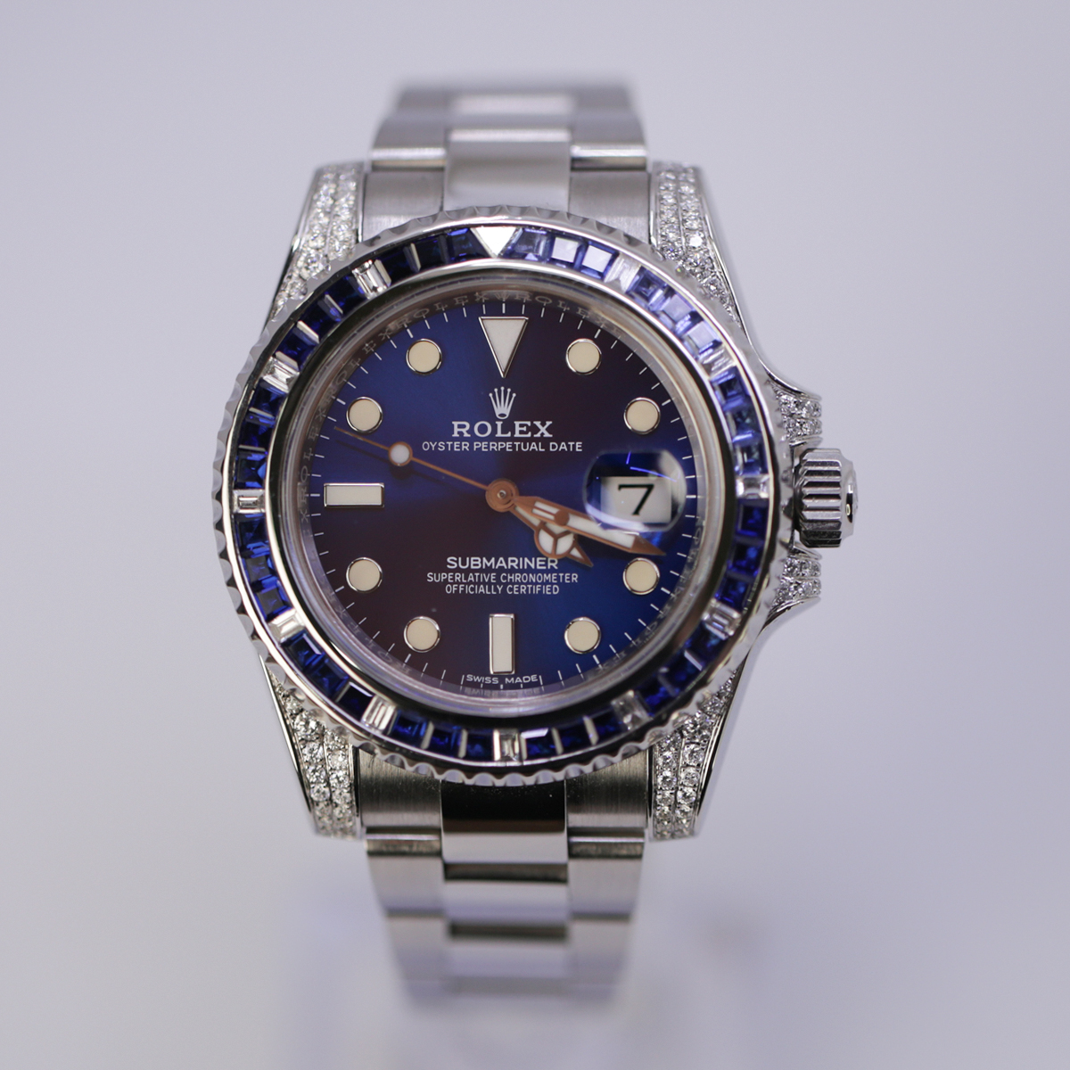 Rolex Submariner 40mm 116610LN Oyster Perpetual Date Aftermarket Dial, Diamond Bezel and Lugs Watch - Image 7
