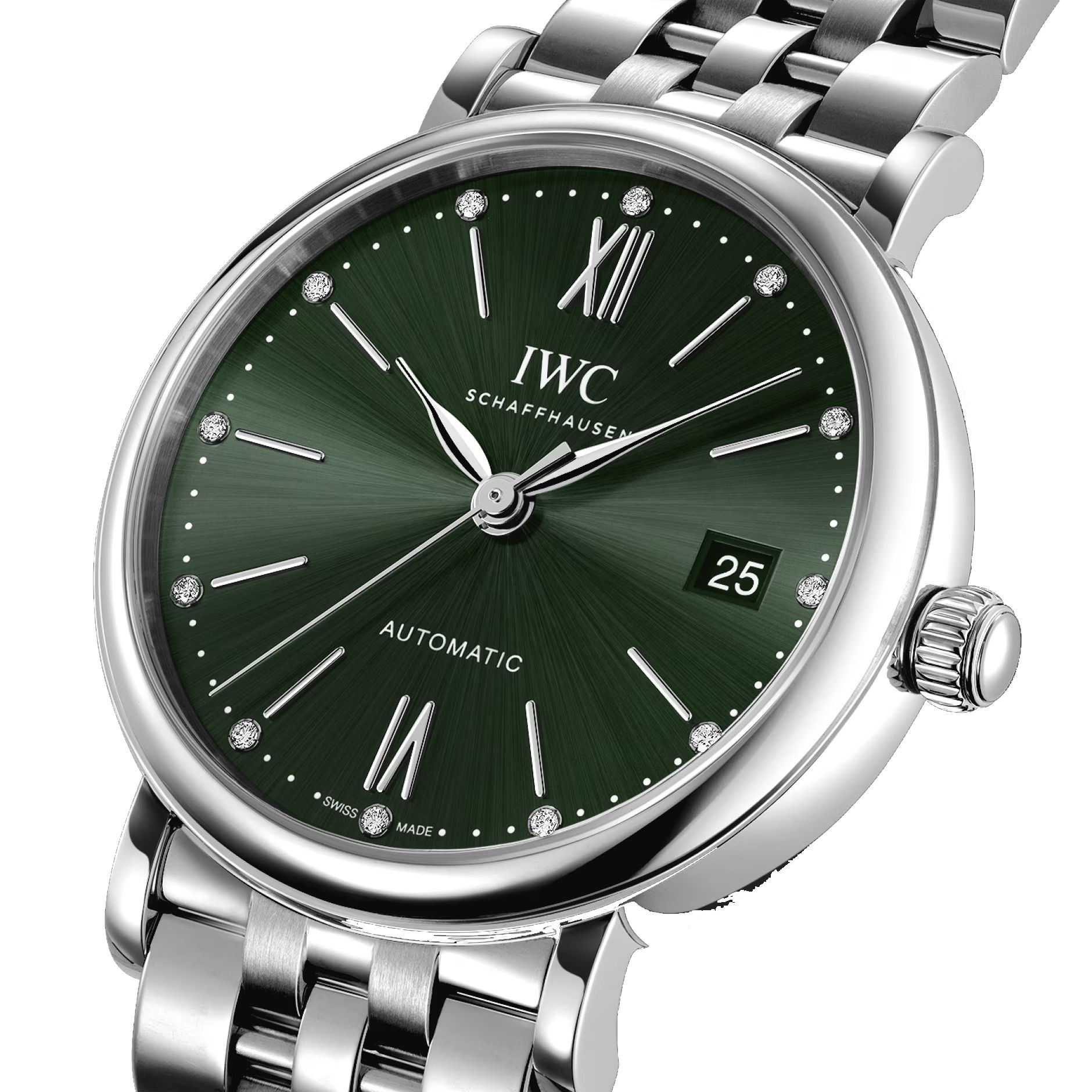 IWC Portofino Automatic 37mm Green Diamond Dial Steel Women's Watch IW458602 - Image 2
