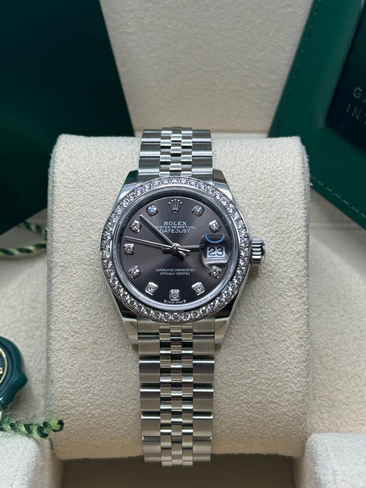 Rolex Lady-Datejust 28mm 279384RBR Dark Gray set with Diamonds - Image 9