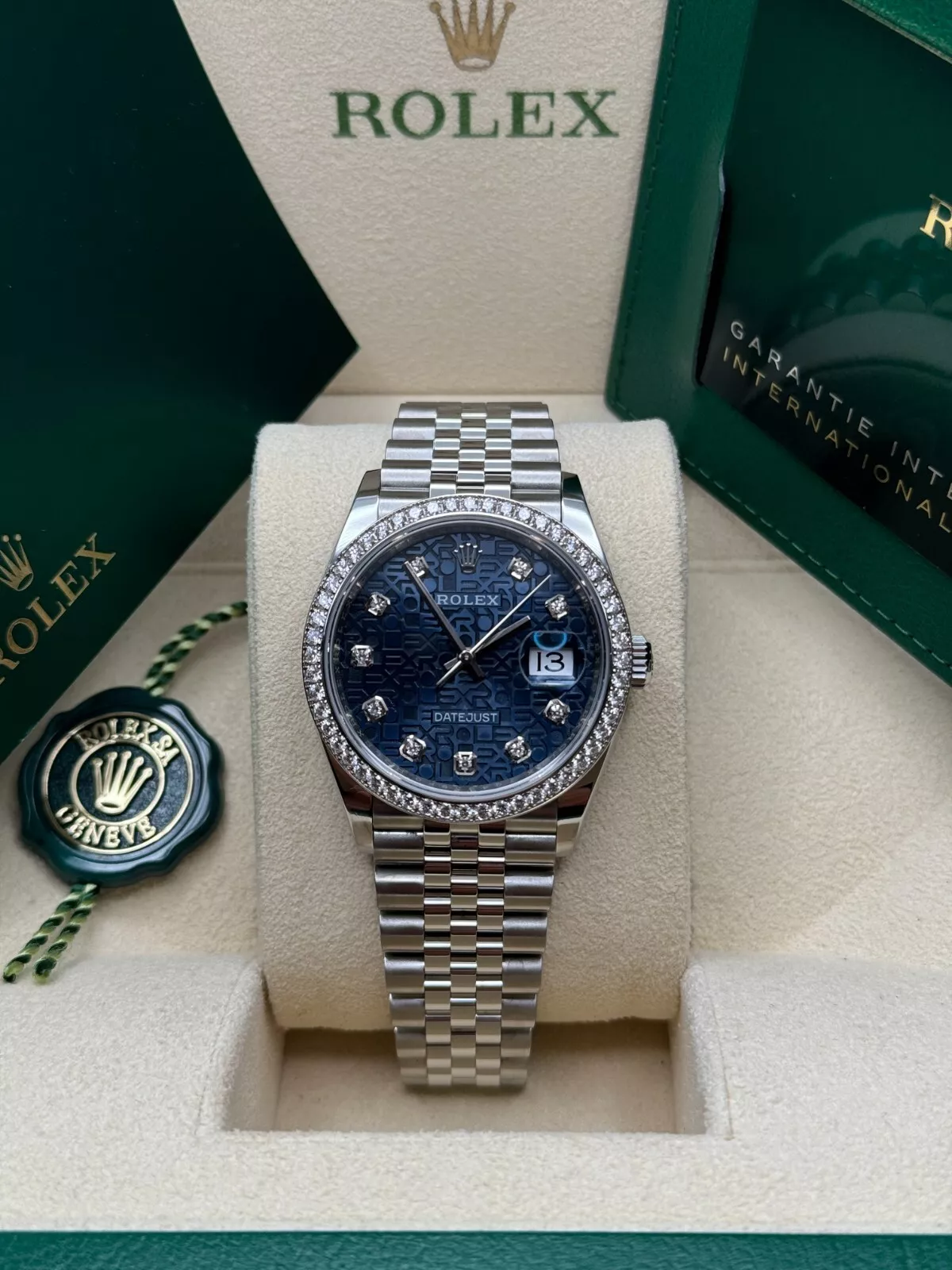 Rolex Datejust 36mm 126284 Blue Jubilee Diamond Dial & Diamond Bezel, Stainless Steel Oyster Bracelet Watch - Image 9