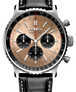 Breitling Navitimer B01 Chronograph 46 Brown Dial Black Leather Strap Watch For Men - AB0138241K1P1