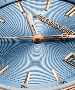 Alternative view of Audemars Piguet Code 11.59 Selfwinding Pink Rose Gold Light Blue Dial 38mm Leather Strap | 77410OR.OO.A344CR.01