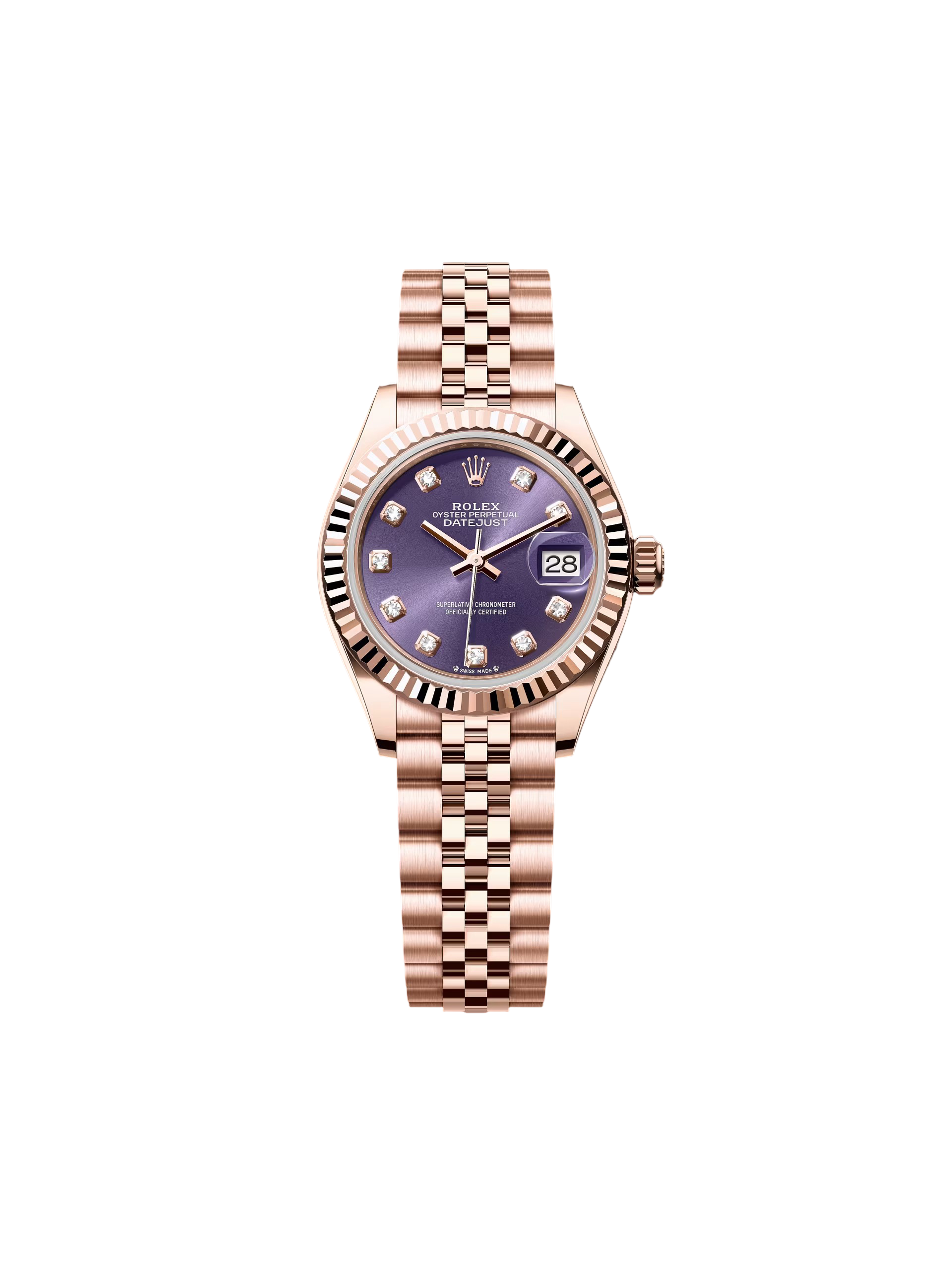 Rolex Lady-Datejust 28mm 279175 Aubergine Diamond-Set Dial President Everose Gold - Image 2