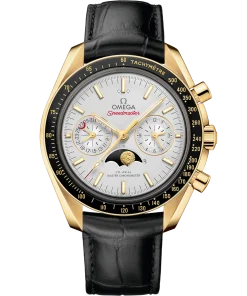 Omega Speedmaster Moonphase Silver Dial 44.25mm 18k Yellow Gold Strap 304.63.44.52.02.001