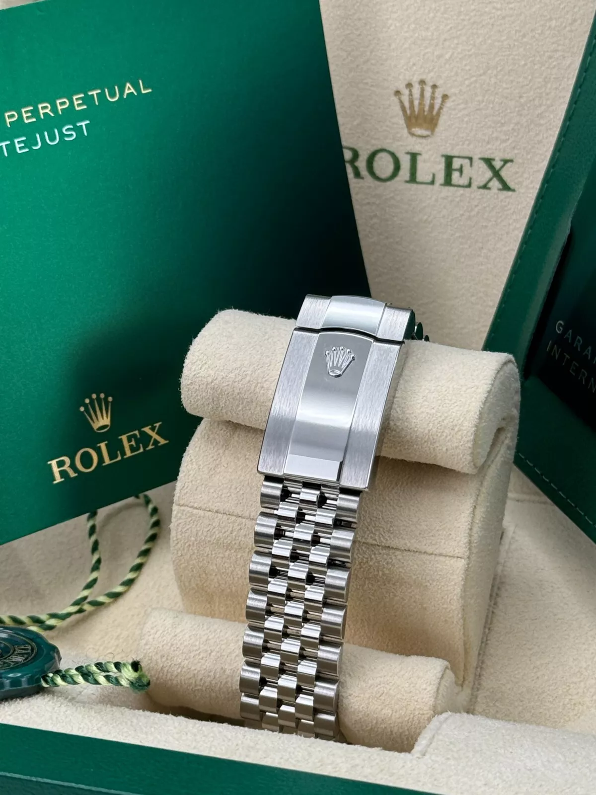 Rolex Datejust 36mm 126234 Olive Green Palm Motif Diamond Dial Jubilee Stainless Steel Watch - Image 11
