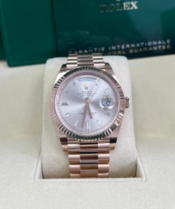 Alternative view of Rolex Day-Date "President" 40mm Everose Gold Sundust Diamond Baguette Dial - 228235