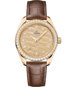 Omega Seamaster Aqua Terra 150M 34 mm Yellow Dial with Diamonds Moonshineâ„¢ 18k Yellow Gold Strap 220.58.34.20.99.008