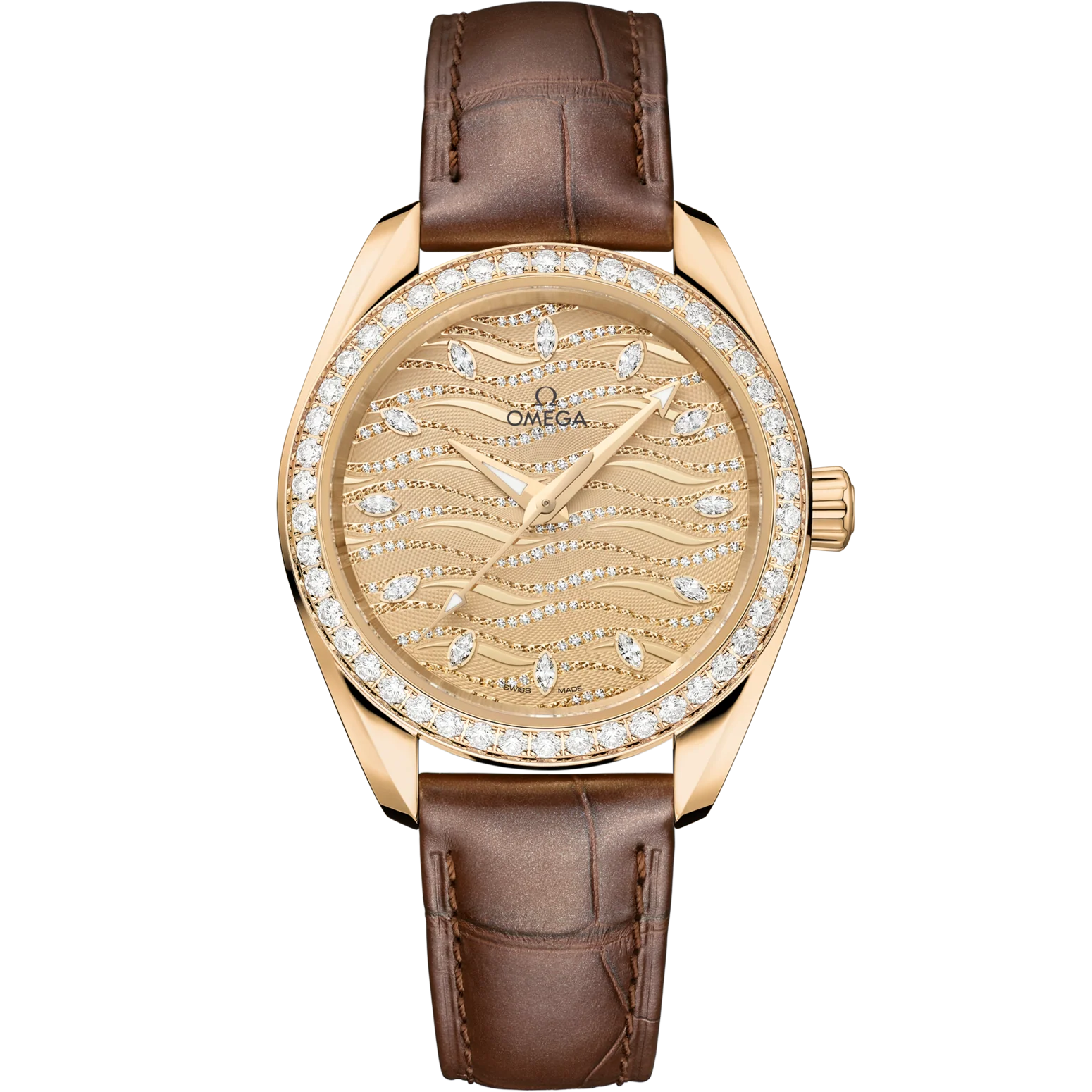 Omega Seamaster Aqua Terra 150M 34 mm Yellow Dial with Diamonds Moonshine™ 18k Yellow Gold Strap 220.58.34.20.99.008