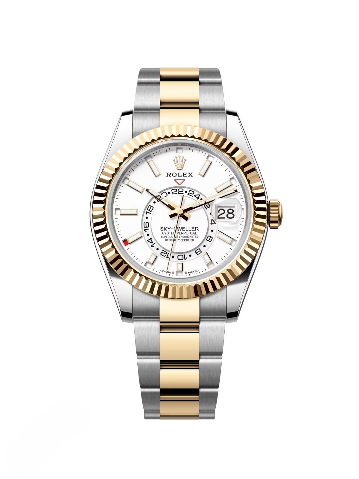 Rolex Sky-Dweller 42mm 336933-0005 Two-Tone Yellow Gold White Dial Oyster