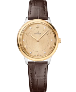 Omega De Ville Prestige 30 mm Yellow Dial with Diamonds Stainless Steel and 18k Yellow Gold Strap 434.23.30.60.58.001