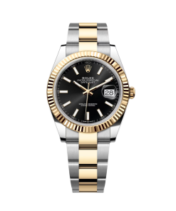 Rolex Datejust 41mm Two-Tone Yellow Gold Fluted Bezel Black Index Dial Jubilee - 126333