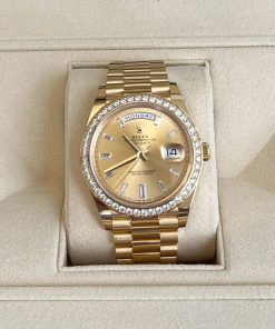 Alternative view of Rolex Day-Date 40mm Champagne Diamond Dial and Bezel Yellow Gold President Bracelet 228348RBR-0002